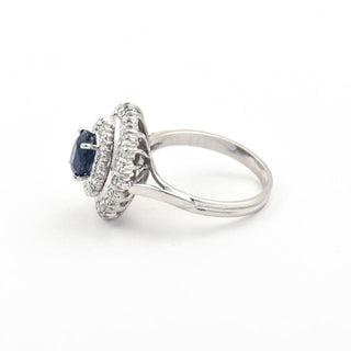 Saphirring aus 750 Weißgold mit Diamant, nachhaltiger second hand Schmuck perfekt aufgearbeitet