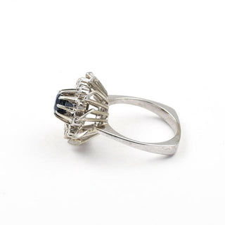 Saphirring aus 585 Weißgold mit Diamant, nachhaltiger second hand Schmuck perfekt aufgearbeitet