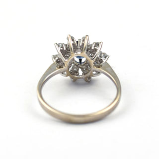 Saphirring aus 585 Weißgold mit Diamant, nachhaltiger second hand Schmuck perfekt aufgearbeitet