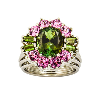 Ring aus 750 Weißgold mit Turmalin, nachhaltiger second hand Schmuck perfekt aufgearbeitet