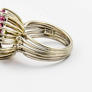 Ring aus 750 Weißgold mit Turmalin, nachhaltiger second hand Schmuck perfekt aufgearbeitet