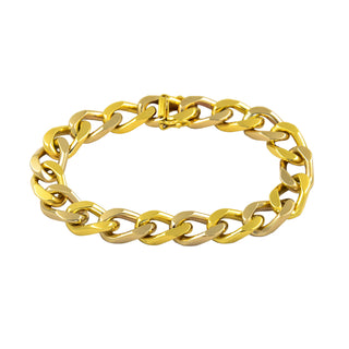 Flachpanzerarmband aus 585 Gelb- und Weißgold, nachhaltiger second hand Schmuck perfekt aufgearbeitet