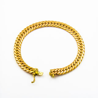 Flachpanzerarmband aus 585 Gelbgold, 19cm, nachhaltiger second hand Schmuck perfekt aufgearbeitet