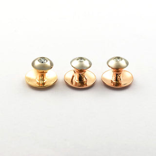 Frackknöpfe aus 585 Gelb- und Weißgold mit Brillant, nachhaltiger second hand Schmuck perfekt aufgearbeitet