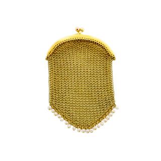 Geldbörse aus 585 Gelbgold mit Perle, nachhaltiger second hand Schmuck perfekt aufgearbeitet