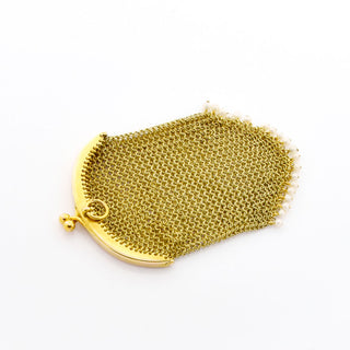 Geldbörse aus 585 Gelbgold mit Perle, nachhaltiger second hand Schmuck perfekt aufgearbeitet