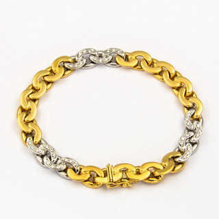 Brillantgliederarmband aus 750 Gelb- und Weißgold, nachhaltiger second hand Schmuck perfekt aufgearbeitet