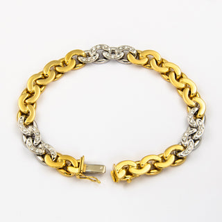 Brillantgliederarmband aus 750 Gelb- und Weißgold, nachhaltiger second hand Schmuck perfekt aufgearbeitet