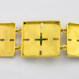 Gliederarmband aus 750 Gelbgold mit Smaragd, hochwertiger second hand Schmuck perfekt aufgearbeitet