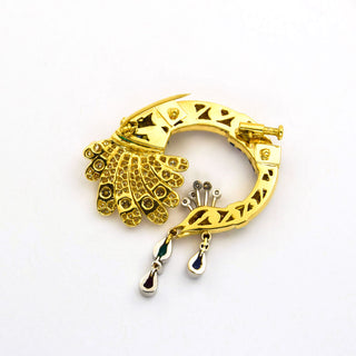 Perlenkette mit Schließe aus 750 Gelb- und Weißgold mit Perle, Smaragd und Saphir, nachhaltiger second hand Schmuck perfekt aufgearbeitet