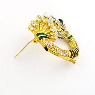 Perlenkette mit Schließe aus 750 Gelb- und Weißgold mit Perle, Smaragd und Saphir, nachhaltiger second hand Schmuck perfekt aufgearbeitet