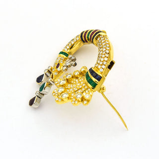 Perlenkette mit Schließe aus 750 Gelb- und Weißgold mit Perle, Smaragd und Saphir, nachhaltiger second hand Schmuck perfekt aufgearbeitet