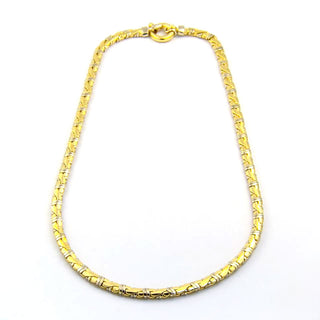 Halskette aus 585 Gelb- und Weißgold, nachhaltiger second hand Schmuck perfekt aufgearbeitet