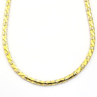 Halskette aus 585 Gelb- und Weißgold, nachhaltiger second hand Schmuck perfekt aufgearbeitet