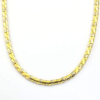 Halskette aus 585 Gelb- und Weißgold, nachhaltiger second hand Schmuck perfekt aufgearbeitet