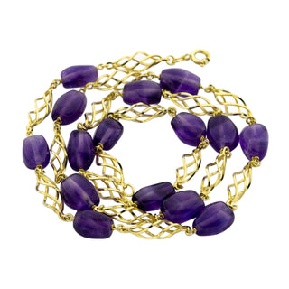 Halskette aus 585 Gelbgold mit Amethyst, nachhaltiger second hand Schmuck perfekt aufgearbeitet