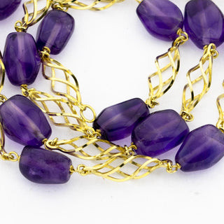 Halskette aus 585 Gelbgold mit Amethyst, nachhaltiger second hand Schmuck perfekt aufgearbeitet