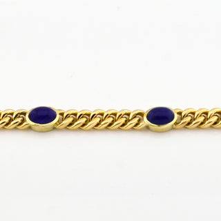 Halskette aus 585 Gelbgold mit Lapislazuli, nachhaltiger second hand Schmuck perfekt aufgearbeitet