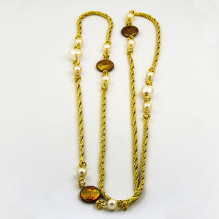 Halskette aus 585 Gelbgold mit Perle, nachhaltiger second hand Schmuck perfekt aufgearbeitet