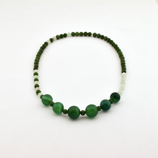 Halskette mit Jade, Quarz und Amazonit, nachhaltiger second hand Schmuck perfekt aufgearbeitet