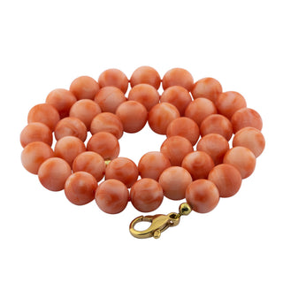 Korallenkette mit Schließe aus 585 Gelbgold, nachhaltiger second hand Schmuck perfekt aufgearbeitet