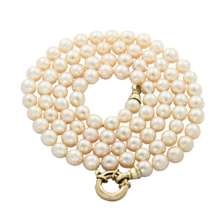 Perlenkette mit Schließe aus 585 Gelbgold, nachhaltiger second hand Schmuck perfekt aufgearbeitet