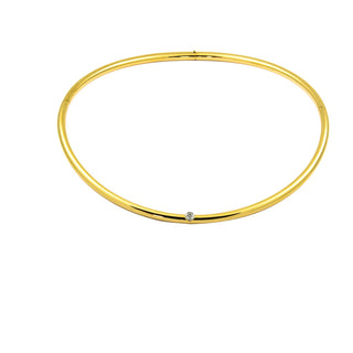 Halsreif aus 750 Gelb- und Weißgold mit Brillant, nachhaltiger second hand Schmuck perfekt aufgearbeitet