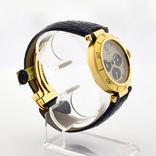 Cartier Herrenarmbanduhr Pasha Quarzwerk mit Chronograph und Datumsanzeige, gebrauchte Luxusuhr im Top-Zustand