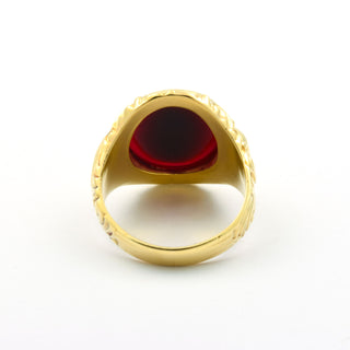 Herrenring aus 585 Gelbgold mit Karneol, nachhaltiger second hand Schmuck perfekt aufgearbeitet