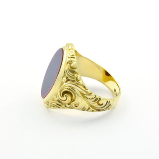 Herrenring aus 585 Gelbgold mit Karneol, nachhaltiger second hand Schmuck perfekt aufgearbeitet
