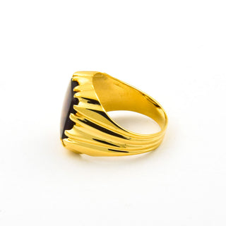 Herrenring aus 585 Gelbgold mit Rauchquarz, nachhaltiger second hand Schmuck perfekt aufgearbeitet