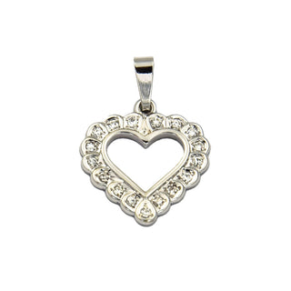 Herzanhänger aus 585 Weißgold mit Diamant, nachhaltiger second hand Schmuck perfekt aufgearbeitet