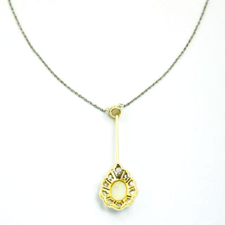 Kette mit Anhänger aus 585 Gelb- und Weißgold mit Opal und Diamant, nachhaltiger second hand Schmuck perfekt aufgearbeitet