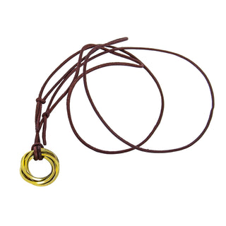 Anhänger aus 585 Gelbgold an Lederband, nachhaltiger second hand Schmuck perfekt aufgearbeitet