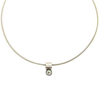 Kette mit Anhänger aus 585 Weißgold mit Perle und Brillant, nachhaltiger second hand Schmuck perfekt aufgearbeitet