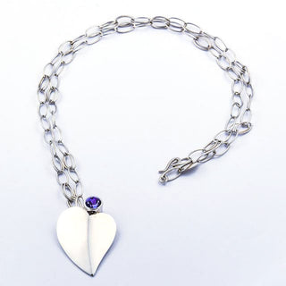 Aurifex Kette mit Anhänger aus 750 Weißgold mit Tansanit, nachhaltiger second hand Schmuck perfekt aufgearbeitet