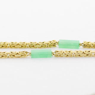 Königskette aus 585 Gelbgold mit Chrysopras, nachhaltiger second hand Schmuck perfekt aufgearbeitet