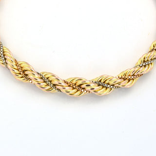 Kordelarmband aus 585 Gelb-, Rot- und Weißgold, nachhaltiger second hand Schmuck perfekt aufgearbeitet