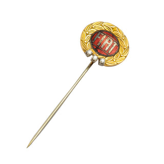 Krawattennadel Fiat aus 585 Gelb- und Weißgold mit Brillant, nachhaltiger second hand Schmuck perfekt aufgearbeitet