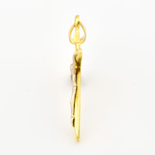 Kreuzanhänger aus 585 Gelb- und Weißgold, nachhaltiger second hand Schmuck perfekt aufgearbeitet