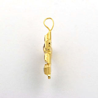 Kreuzanhänger aus 585 Gelbgold mit Amethyst, nachhaltiger second hand Schmuck perfekt aufgearbeitet