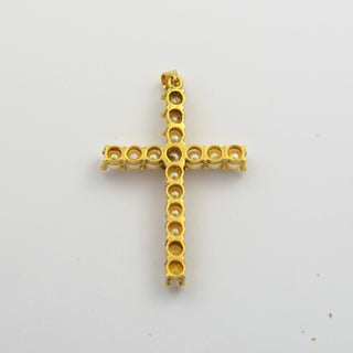 Kreuzanhänger aus 750 Gelbgold mit Perle, nachhaltiger second hand Schmuck perfekt aufgearbeitet