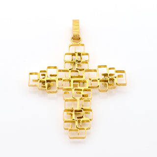 Kreuzanhänger aus 750 Gelbgold, nachhaltiger second hand Schmuck perfekt aufgearbeitet