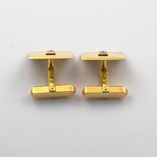 Manschettenknöpfe aus 585 Gelb- und Weißgold mit Brillant, nachhaltiger second hand Schmuck perfekt aufgearbeitet