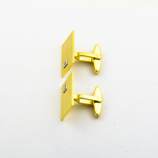 Manschettenknöpfe aus 585 Gelb- und Weißgold mit Diamant, nachhaltiger second hand Schmuck perfekt aufgearbeitet