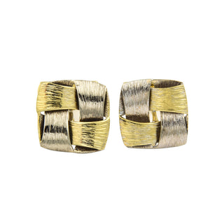 Manschettenknöpfe aus 585 Gelb- und Weißgold, Handarbeit, nachhaltiger second hand Schmuck perfekt aufgearbeitet