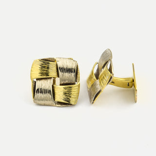 Manschettenknöpfe aus 585 Gelb- und Weißgold, Handarbeit, nachhaltiger second hand Schmuck perfekt aufgearbeitet