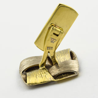 Manschettenknöpfe aus 585 Gelb- und Weißgold, Handarbeit, nachhaltiger second hand Schmuck perfekt aufgearbeitet