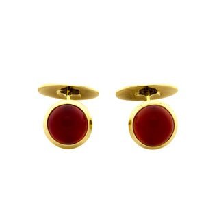 Manschettenknöpfe aus 585 Gelbgold mit Karneol, nachhaltiger second hand Schmuck perfekt aufgearbeitet