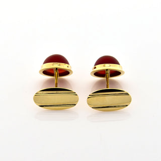 Manschettenknöpfe aus 585 Gelbgold mit Karneol, nachhaltiger second hand Schmuck perfekt aufgearbeitet